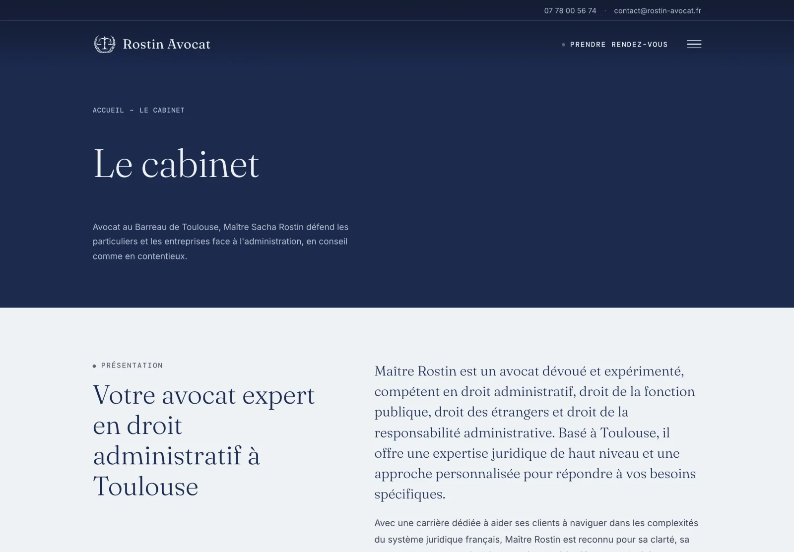 La page Cabinet — l'approche et la méthode du cabinet.